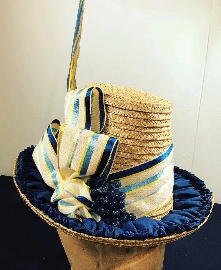 Mela Straw Braid Hat Blue
